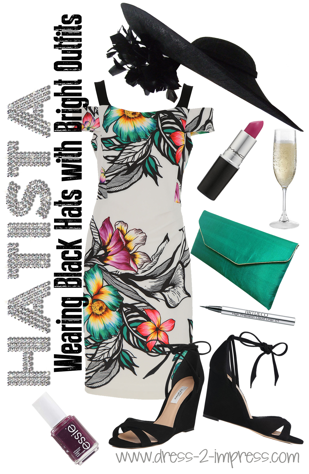 Bold Floral Prints and Black Hat, outfit ideas and Tips on what to wear to Royal Ascot - Need outfit inspiration ideas for what to wear for the races or summer weddings? Read blog from THE HATISTA www.dress-2-impress.com #floraloutfits #fashionista #ladiesday #epsomderby #outfits #pinkoutfits #kentuckyderby #royalascot Outfit Ideas for Epsom Derby or Royal Ascot, Ladies Day at the Races
