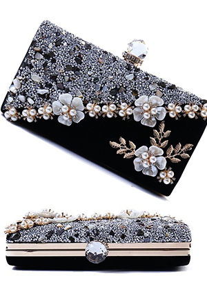 Black White Gold Clutch Bag, Outfit Fashion Ideas